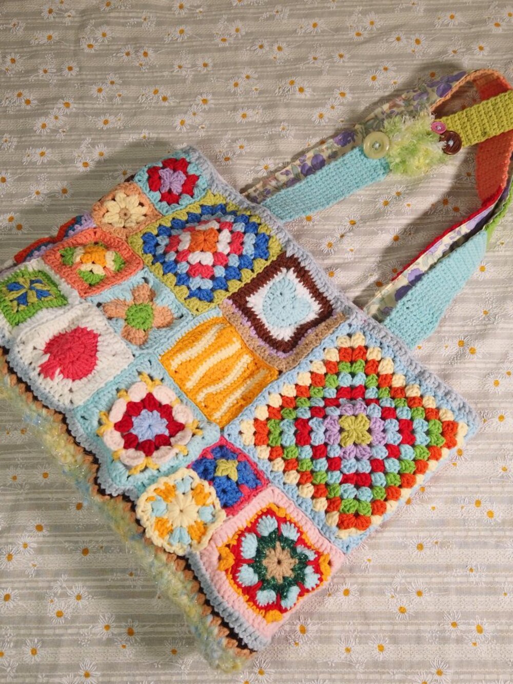 Handmade One-of-a-Kind Granny Square Mosaic Soul Tote